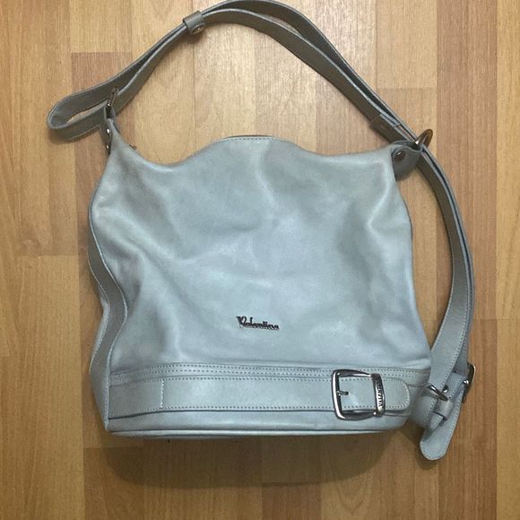 Valentina Handbags - Valentina Teal Leather Bucket Shoulder Bag Double Zipper Made In Italy